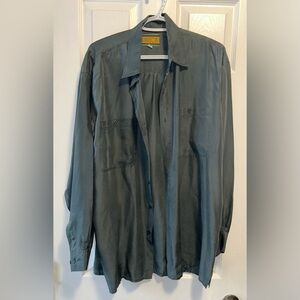 Sage Green 💯 Silk Button Down Shirt